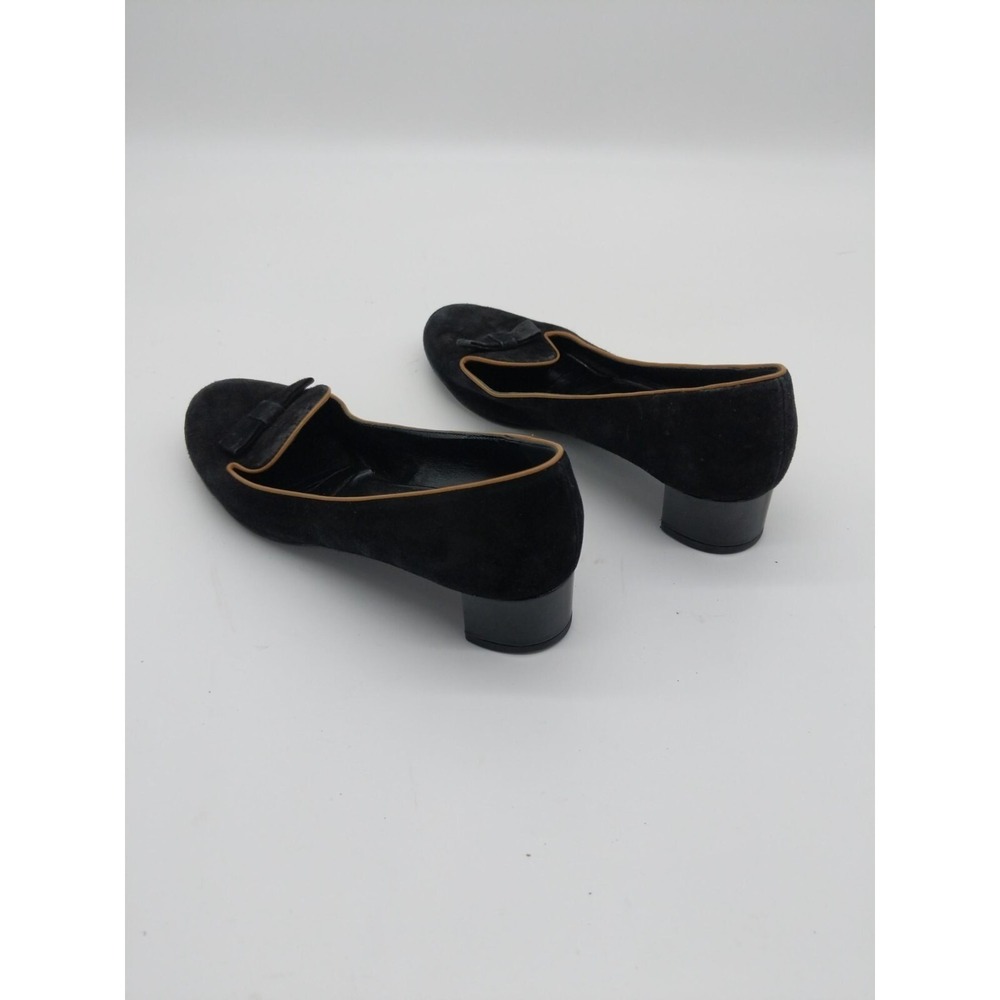 Louis Vuitton Womens Quiet Luxury Suede Block Heel Pump 35 US 5 Black Bow Loafer - Picture 8 of 15